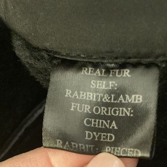 Adrienne Landau Genuine Rabbit & Lamb Black Vest with Leather Back. Size Small. - Picture 7 of 7